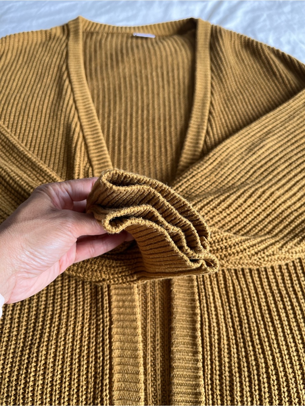 Jax + Lennon Bamboo Organic Cotton Ribbed Knit‎ Cardigan Sweater Mustard M/L - Picture 8 of 15